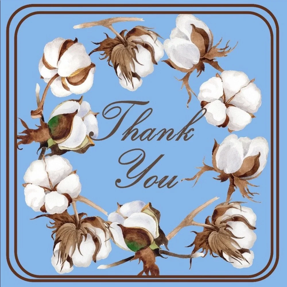 100 (2x2 Inch) Square Stickers, Cotton High Gloss, Thank You